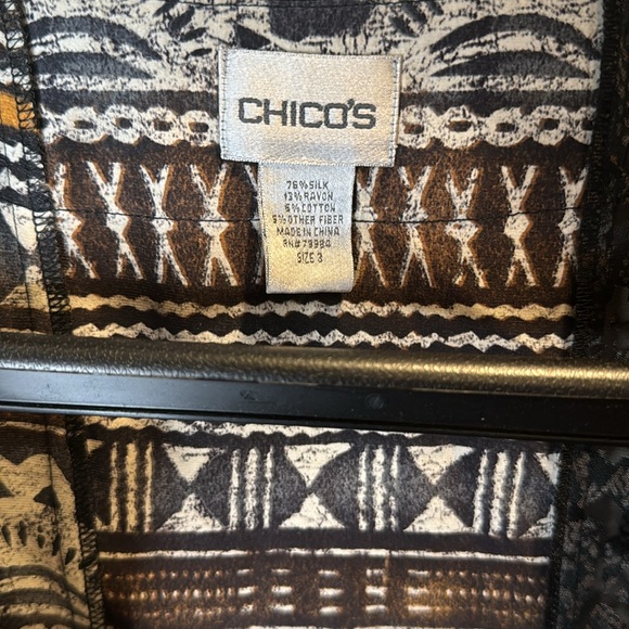 Chicos black and brown silk/rayon tribal snakeskin design kimono jacket - Picture 7 of 7